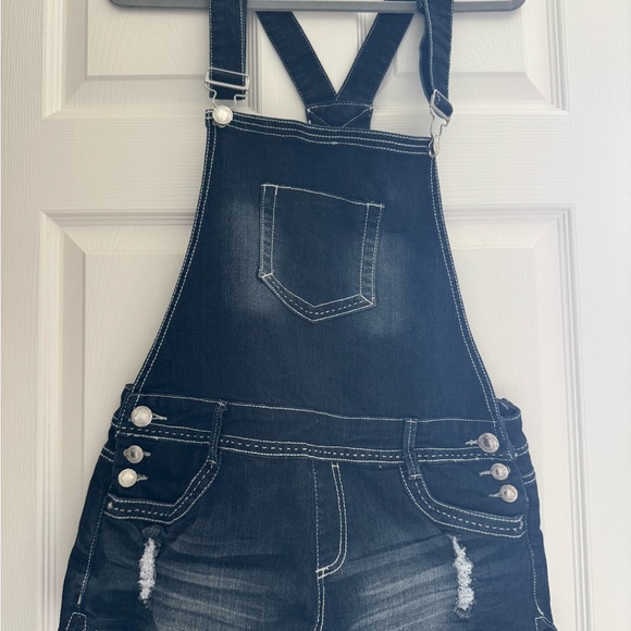 Almost Famous Dark Blue Denim Overalls - Picture 1 of 12